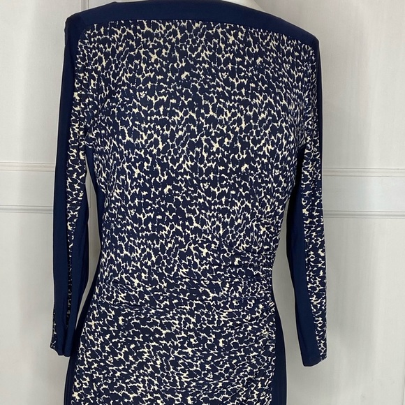 Lauren Ralph Lauren Navy Leopard Print Dress sz 10 - Picture 2 of 8